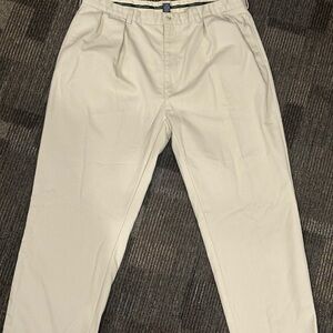 Vintage Polo Ralph Lauren White Cream Pleated Chino Pants Mens 42x30